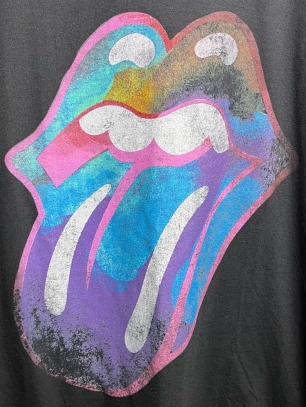ROLLING STONES Iridescent Lips Logo Graphic Tee Black XL - Picture 2 of 7